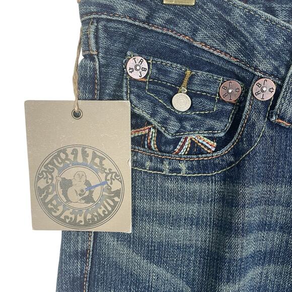 True Religion Cotton Joey Flare Low Rise Jeans Y2K Dark Wash Women's 31x34 NEW - Picture 3 of 13